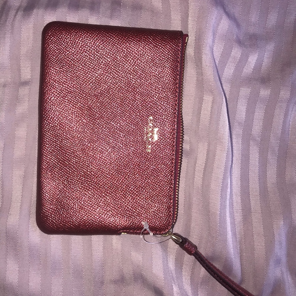 Metallic Cherry Coach Wristlet